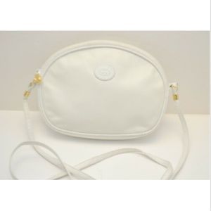 Vintage Authentic GUCCI GG White Leather Crossbody